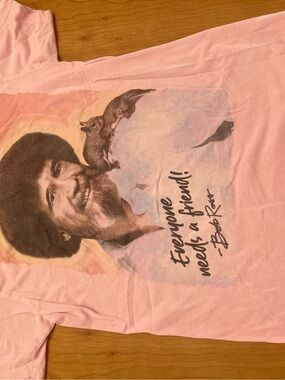 Bob Ross Pink Long Sleeve Graphic Tee